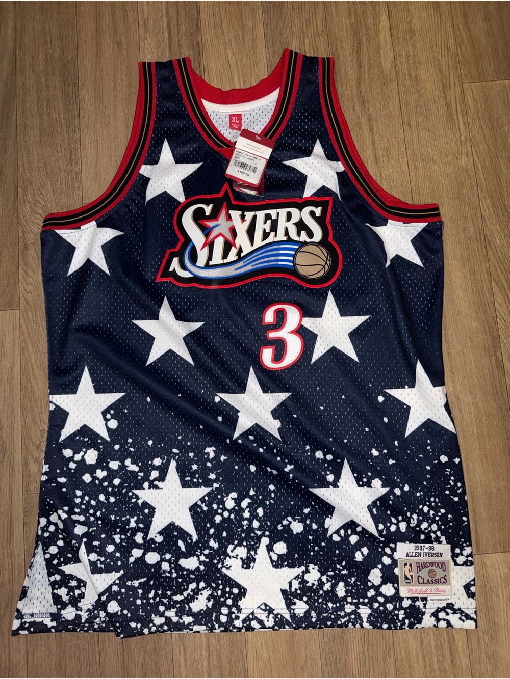 Mitchell & Ness Navy, White and Red Philadelphia 76ers Allen Iverson #3 Jersey